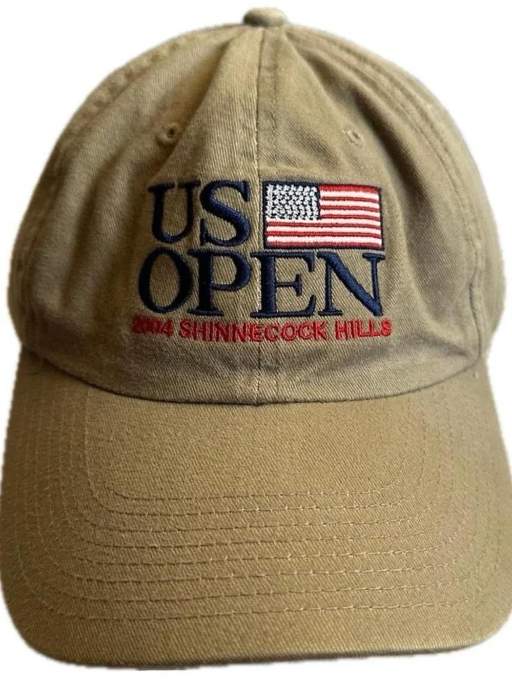 Vintage US Open 2004 Embroidered Baseball Cap - Olive with Flag
